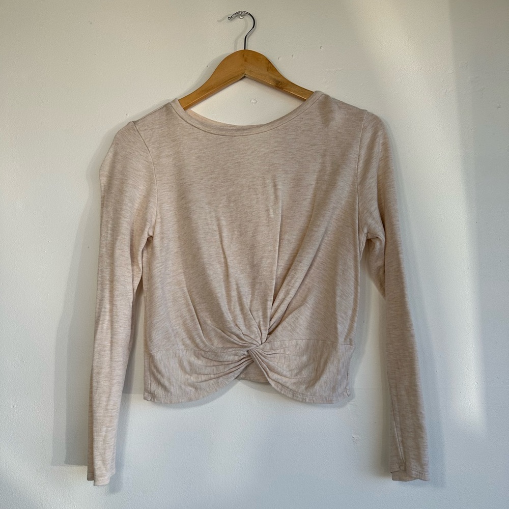 Ivoire Beige Long Sleeve Twist Top